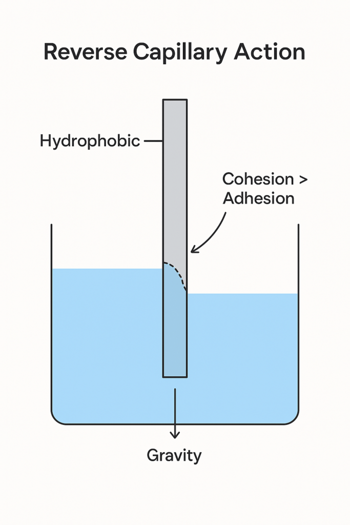 What is reverse capillary action? 7 reverse capillary action