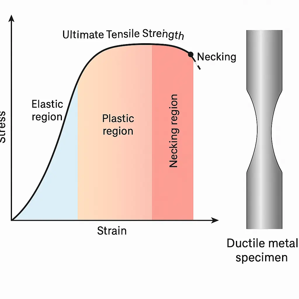 what is necking in stress strain curve
