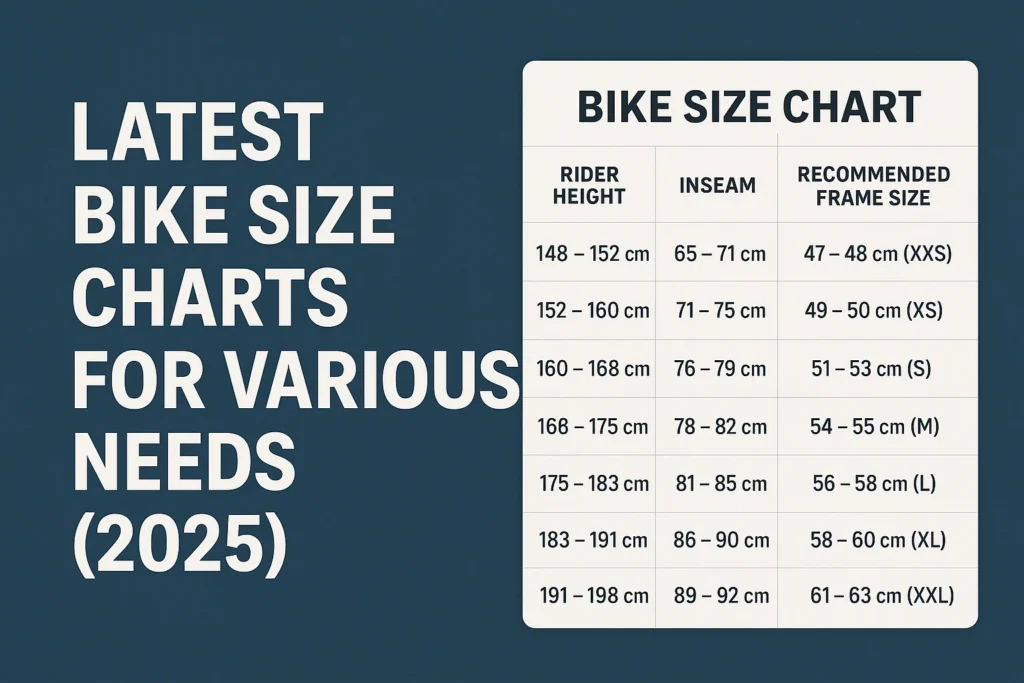 Latest bike size charts for various needs