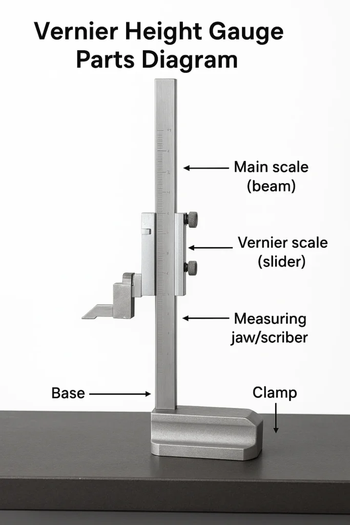 Vernier Height Gauge Least Count: Complete Guide with Diagrams and Examples 2 Vernier Height Gauge least count Parts Diagram
